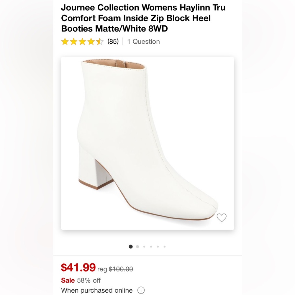 JOURNEE SIGNATURE Tabbie Pointed Toe Bootie White Block Heel patent leather - Picture 10 of 16